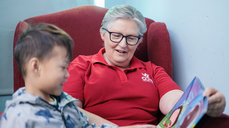 grandmother teach their grandson